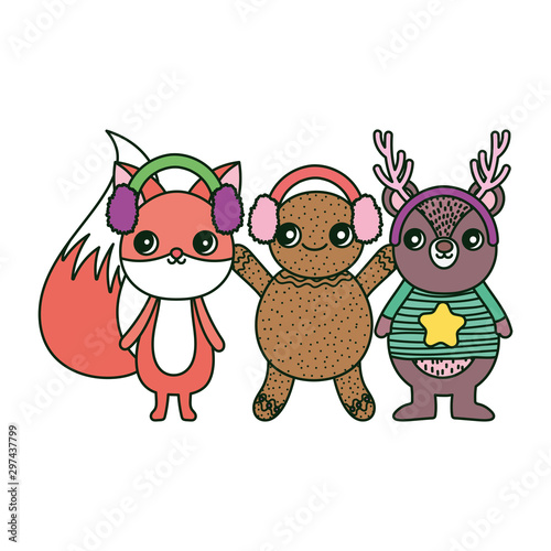 bear fox and gingerbread man ear muffs merry christmas