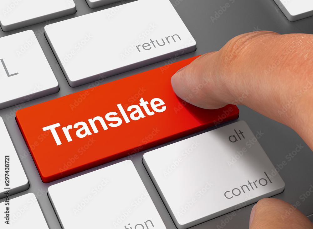 translate pushing keyboard with finger 3d illustration translate pushing keyboard with finger 3d illustration