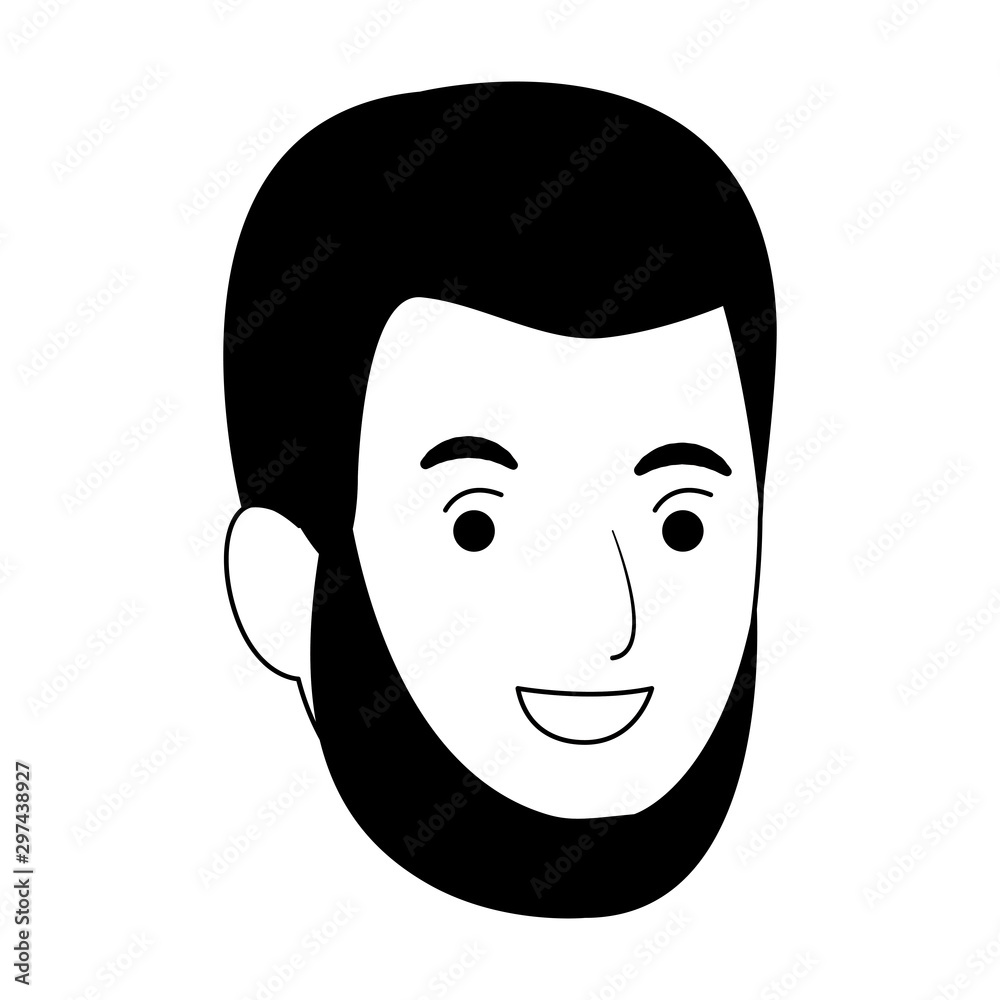 cartoon man with beard, flat design