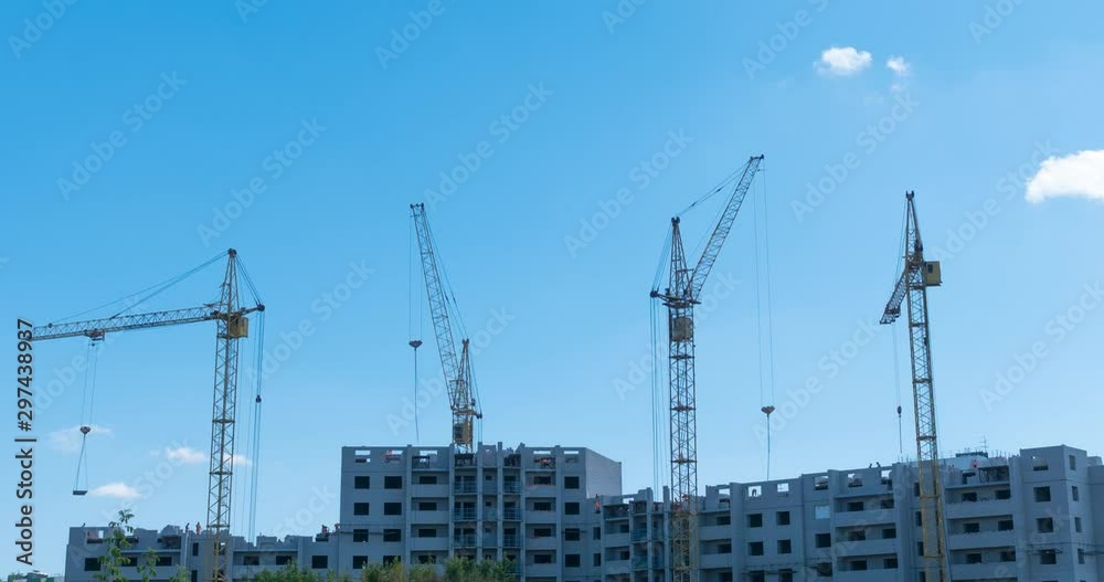 Time lapse of Building Under Construction, Crane and beautiful clouds no birds. Time lapse of Building Under Construction, Crane and beautiful clouds no birds.