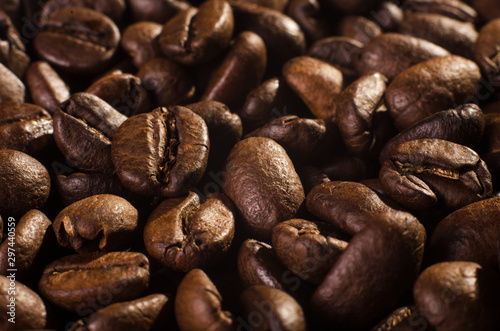 many freshly roasted coffee beans