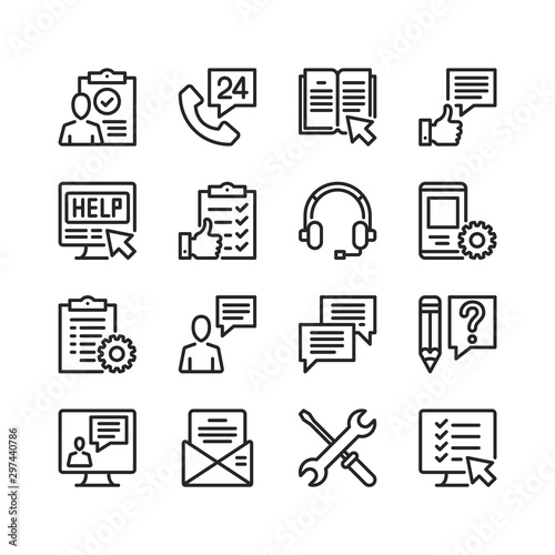 Customer service line icons. Modern stroke, linear elements. Outline symbols collection. Premium quality. Pixel perfect. Vector thin line icons set