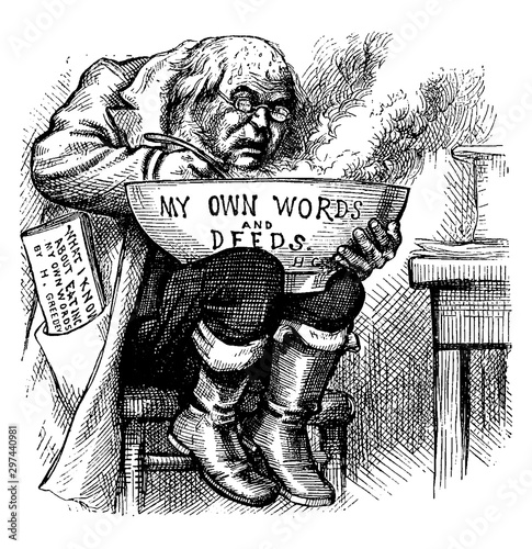 Greeley's Past Editorials Haunt, vintage illustration