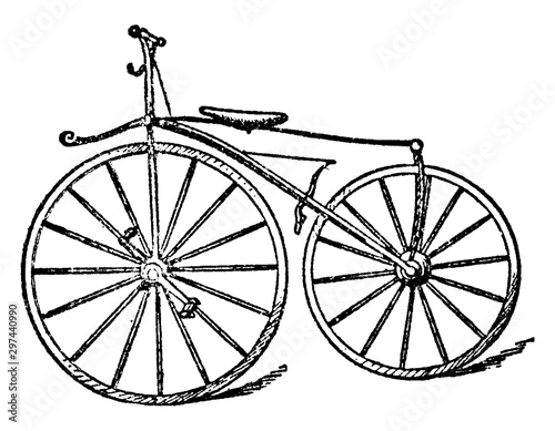 Boneshaker Bicycle, vintage illustration.