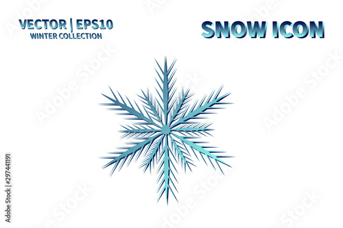 Snowflake vector icon. Christmas and winter snow flake element. Isolated flat new year holiday decoration illustration. Cold weather object design silhouette symbol