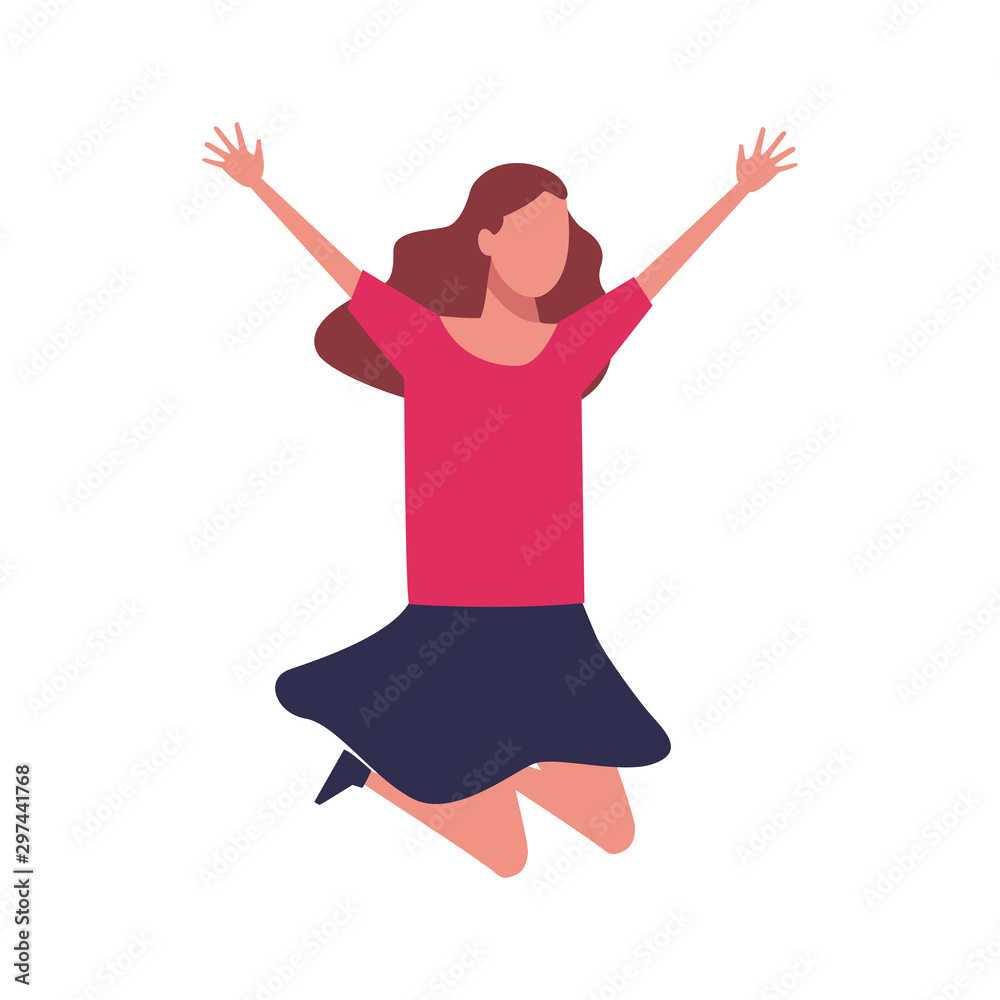 avatar happy woman jumping , colorful design
