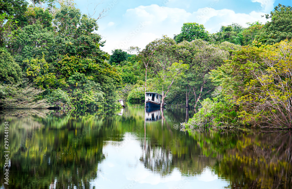 Obraz premium Quiet atmosphere at Amazon river, Manause, Brazil. 