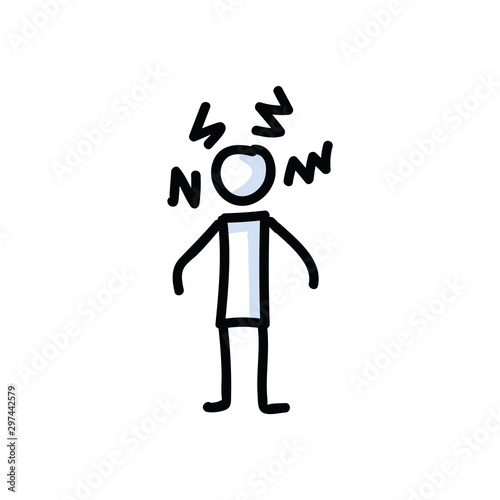 Angry stick figure vector illustration. Hand drawn bad mood communication stickman. Bullet journal rage clipart. 