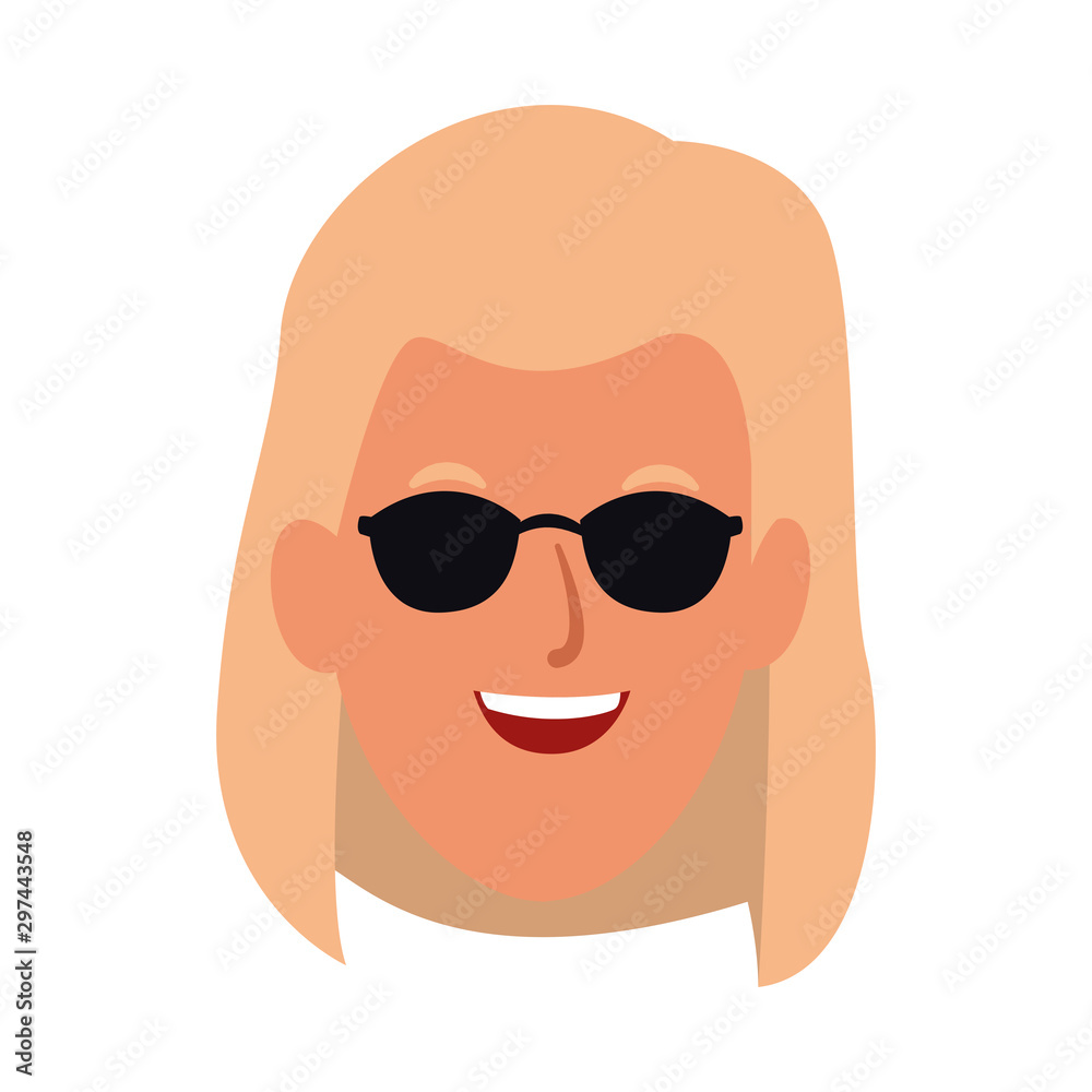 cool woman with sunglasses icon, flat design
