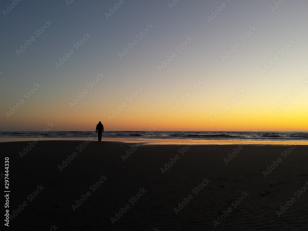 silhouette against the ocean sunset