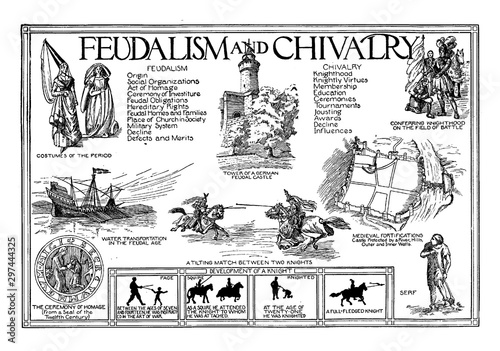Feudalism and Chivalry, vintage illustration.