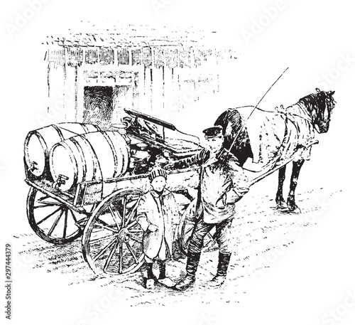 Danish Milkman, vintage illustration.