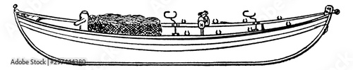 Seine Boat, vintage illustration.