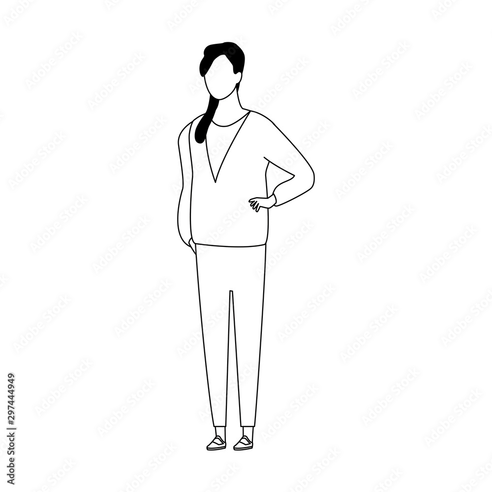 woman standing icon, flat design woman standing icon, flat design