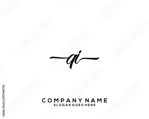 QI Initial handwriting logo template vector