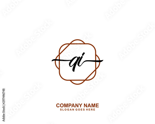 QI Initial handwriting logo template vector