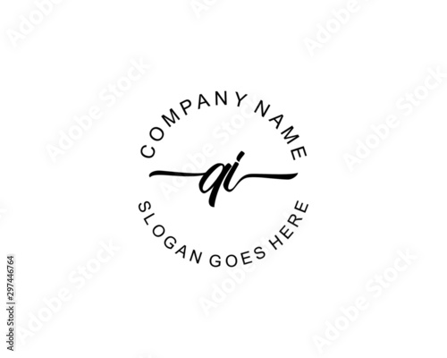 QI Initial handwriting logo template vector