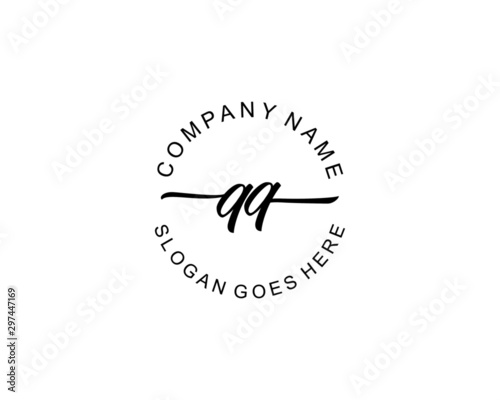 QQ Initial handwriting logo template vector