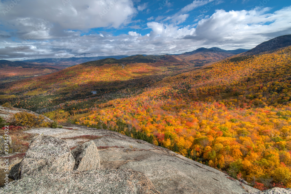 View over the colorful valley, White mountains forest, NH, USA