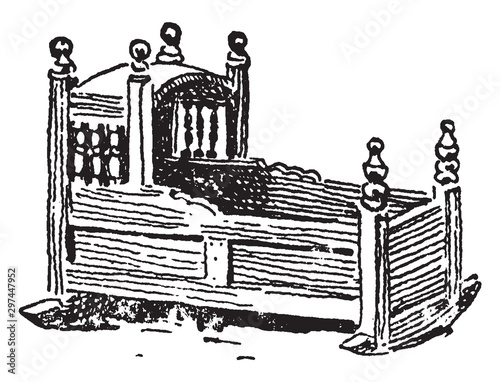 Cradle,vintage illustration.