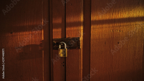  Lock the door .wood door close lock                             