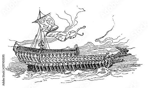 State Barge of Venice, vintage illustration.