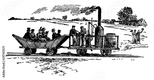 Peter Cooper Train, vintage illustration.