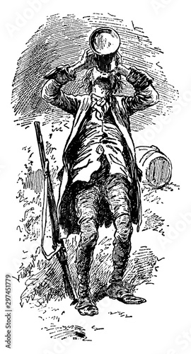 Man Drinking, vintage illustration