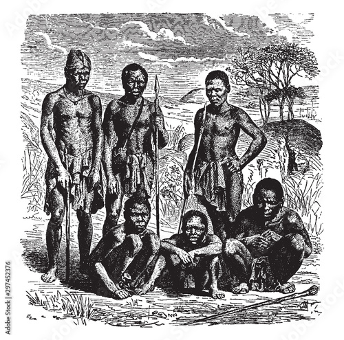 Bushmen, vintage illustration