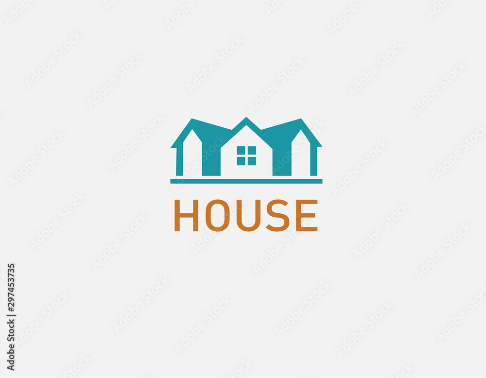 Creative bright blue house logo for a construction company Creative bright blue house logo for a construction company