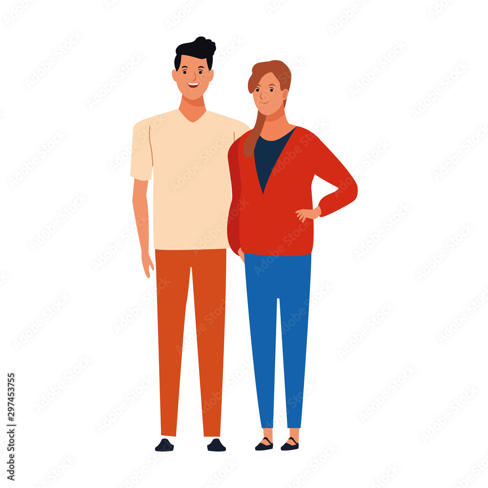 couple standing, colorful design couple standing, colorful design