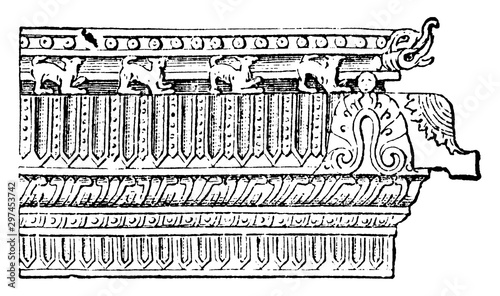 Pagoda Moulding, vintage illustration.