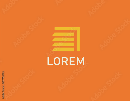 Abstract creative yellow logo icon image of blinds for company