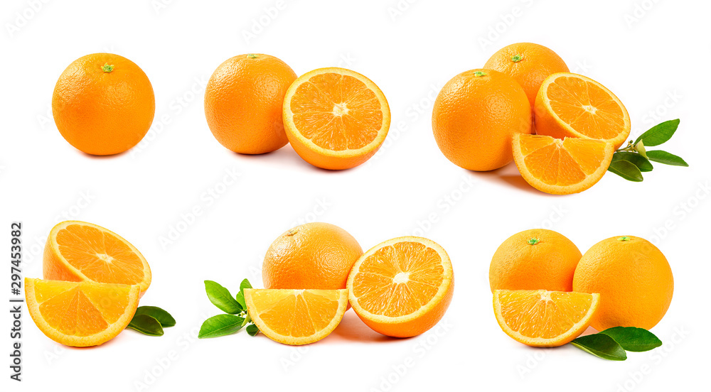  Set of Orange  isolated on white background. - obrazy, fototapety, plakaty 