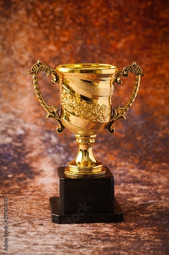 Isolated shot of trophy replica, success concept