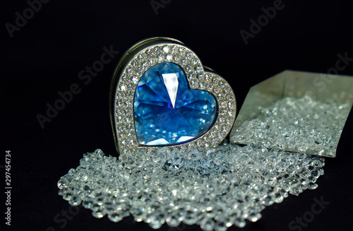  Blue heart Heart shaped aquamarine  surrounded by luxurious and expensive diamonds