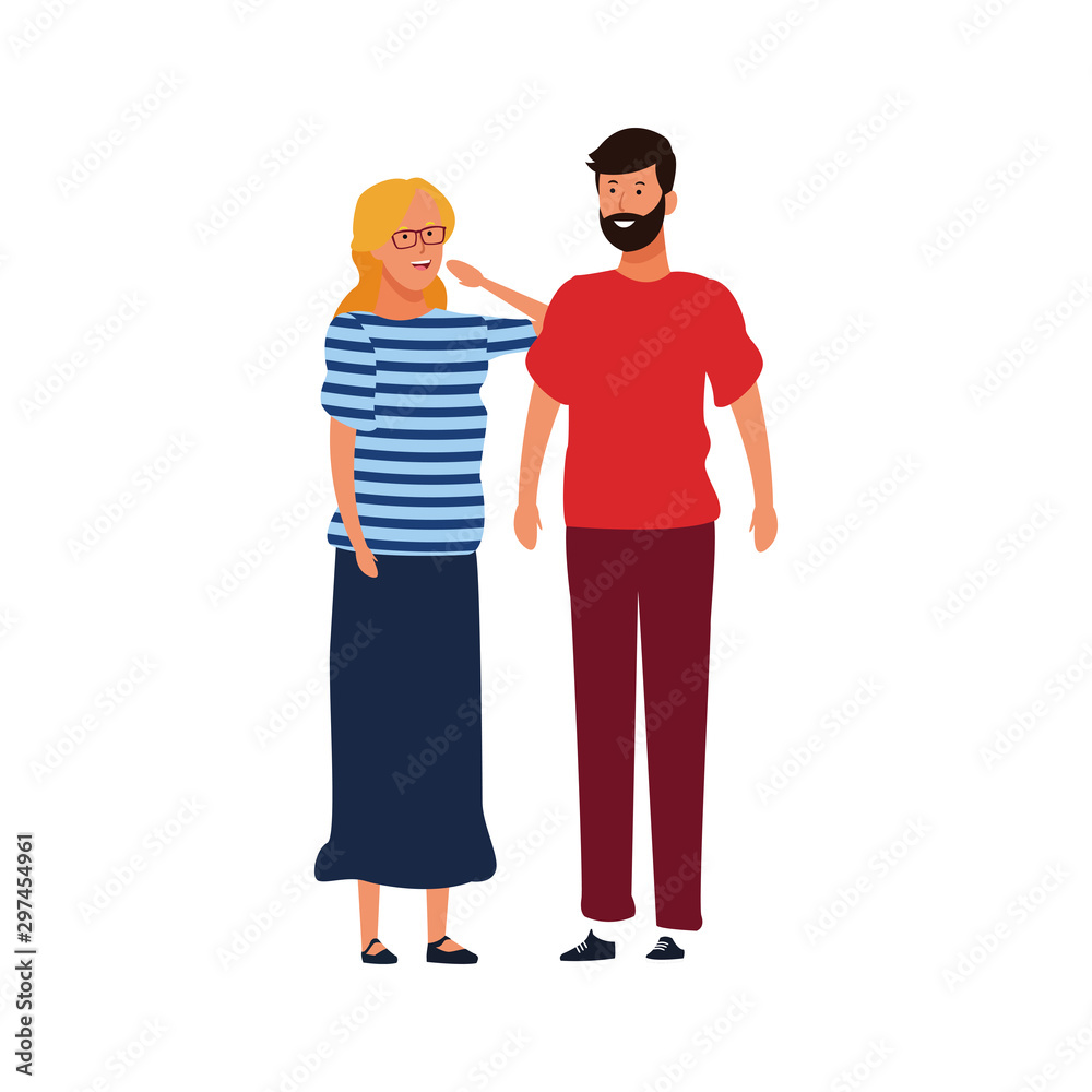 cartoon happy couple standing, colorful design cartoon happy couple standing, colorful design