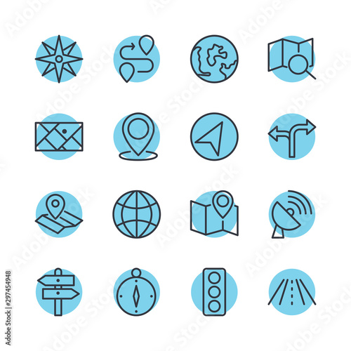 Navigation set icon template color editable. Navigation pack symbol vector sign isolated on white background direction, maps, traffic and more illustration for graphic and web design.