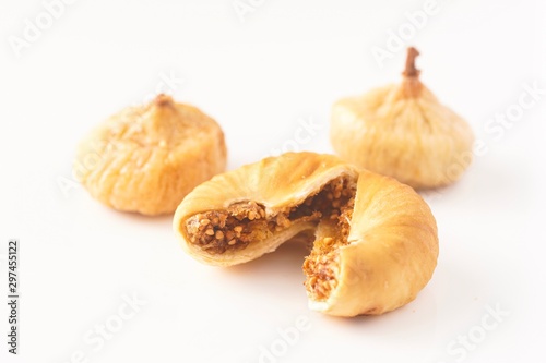 Dried figs isolated against white