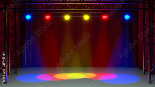 Photography concert stage music theater show follow spots light entertainment 3d illustratio