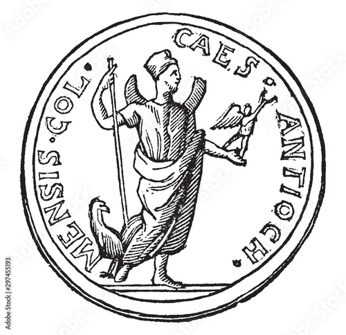 Medal With a Diety, vintage illustration