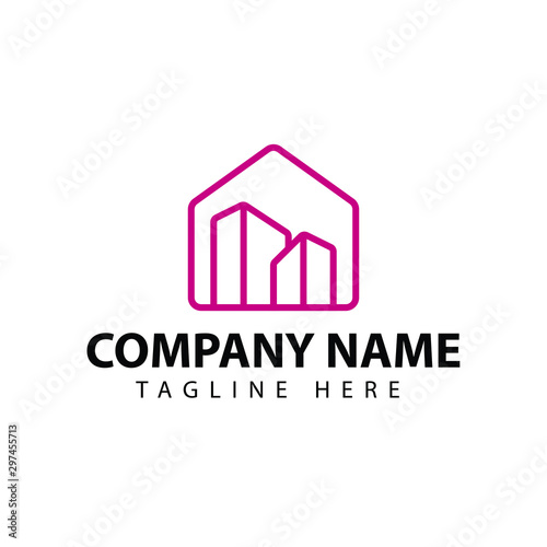 Red Outline House Logo Design