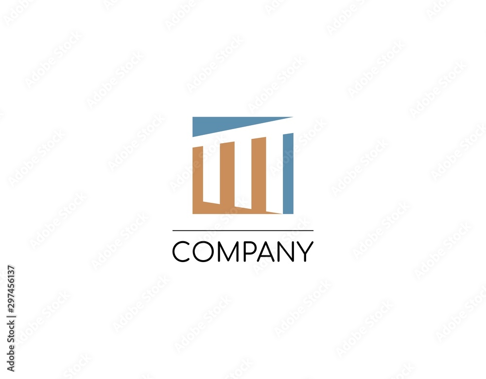 Simple Building Logo. Letter M Initial Logo. This Logo Suitable for Real Estate, Law Firm and Lawyer Service and more Company or Corporate. Vector Illustration