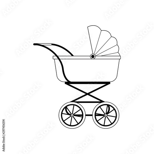 baby carriage icon, flat design