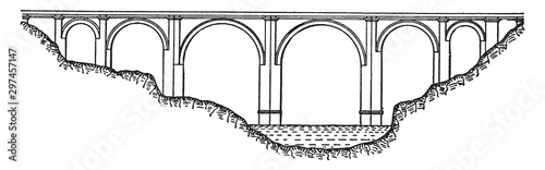 Alcantara Bridge, vintage illustration. photo