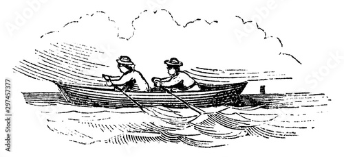Rowboat, vintage illustration.