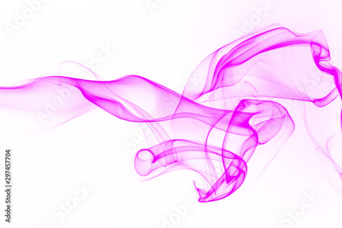 Pink smoke abstract on white background, movement of ink water