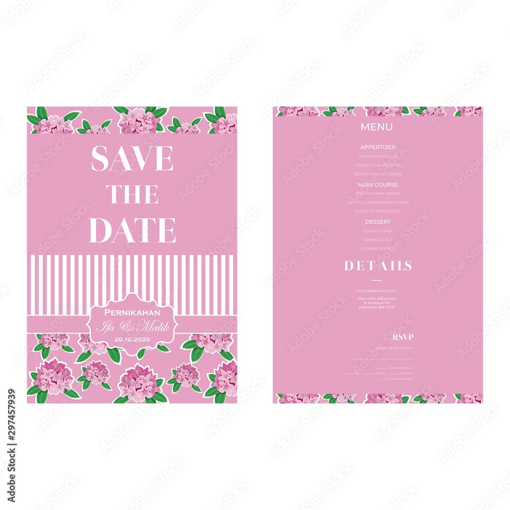 pink background wedding invitation template