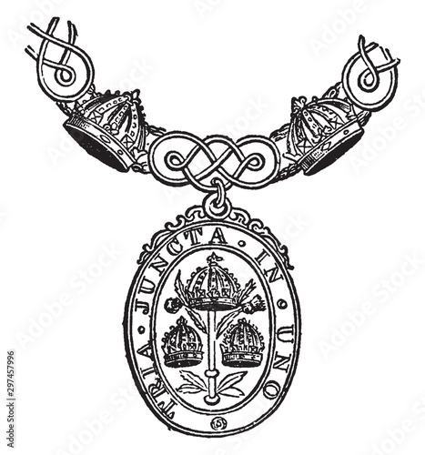 Badge and Order of Bath, vintage illustration.