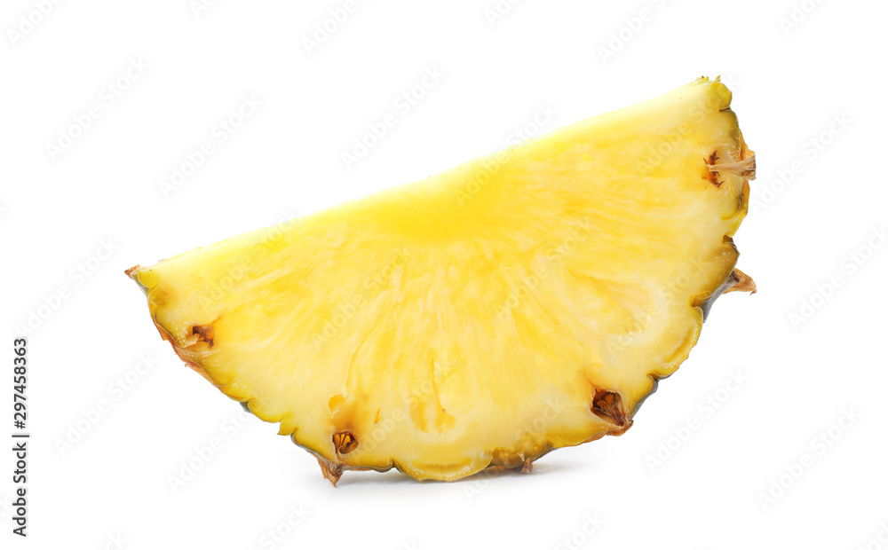 Slice of tasty juicy pineapple on white background Slice of tasty juicy pineapple on white background